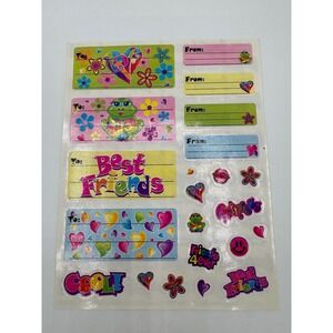 Vintage Lisa Frank Sticker Sheet To From Gift Labels Frog Best Friends valentine